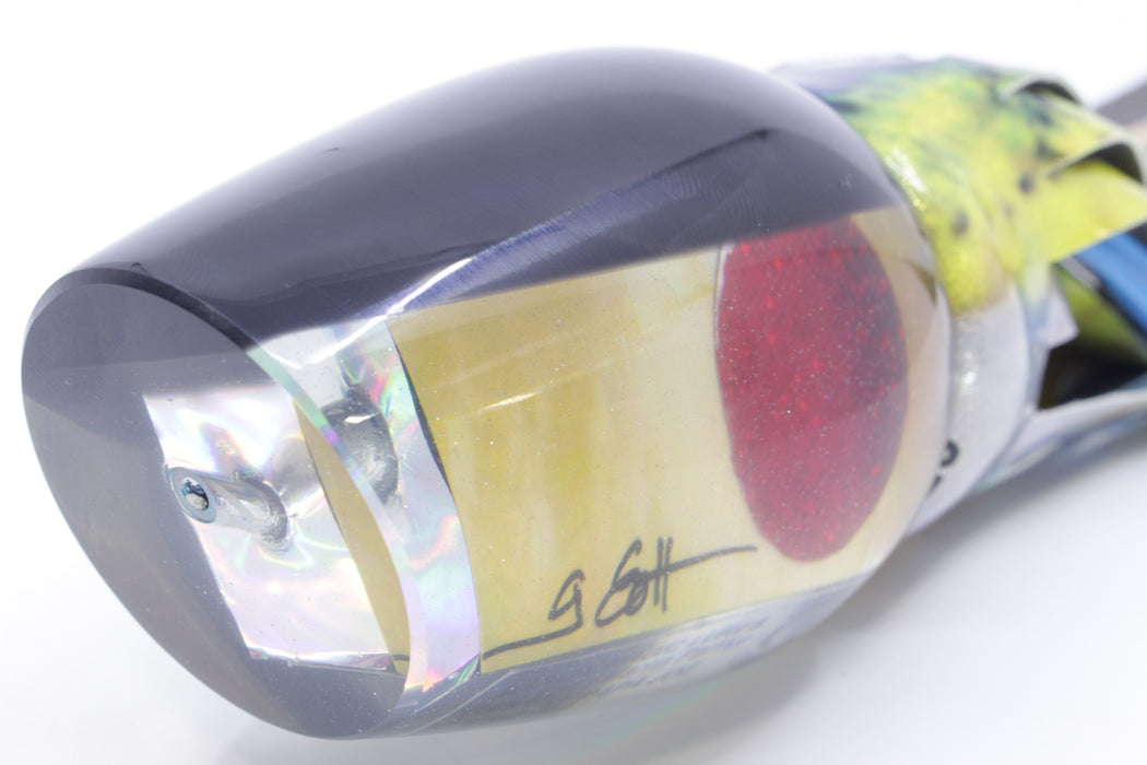 Marlin Magic Golden MOP Black Back Red Eyes Papa Joe 16" 17.5oz Fire Tailz Vinyl Tuna