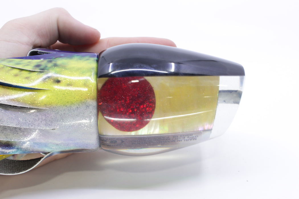 Marlin Magic Golden MOP Black Back Red Eyes Papa Joe 16" 17.5oz Fire Tailz Vinyl Tuna