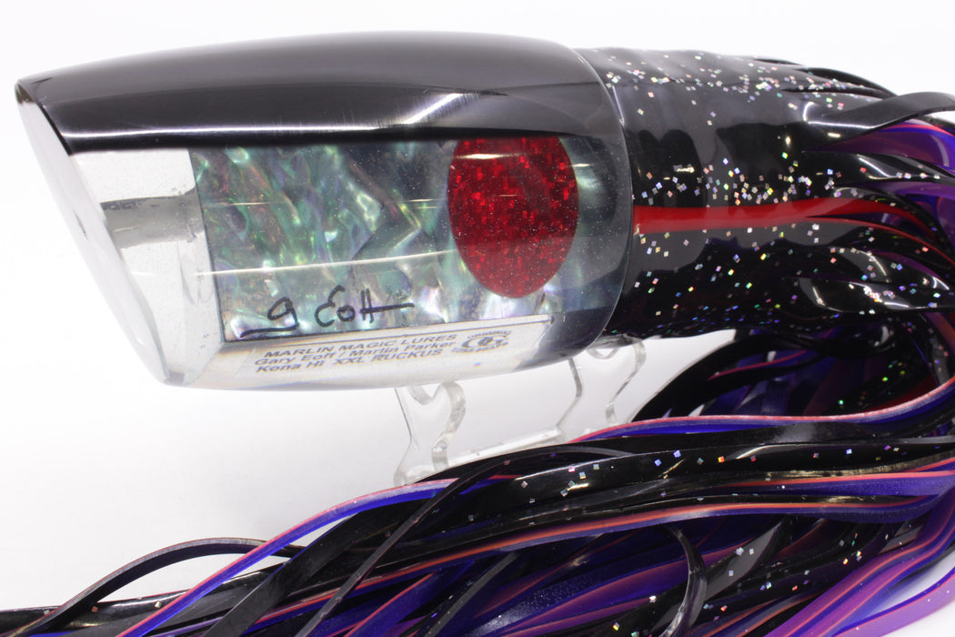 Marlin Magic Blue-Purple Abalone Black Back XXL Ruckus Teaser 18" 20oz Skirted Black