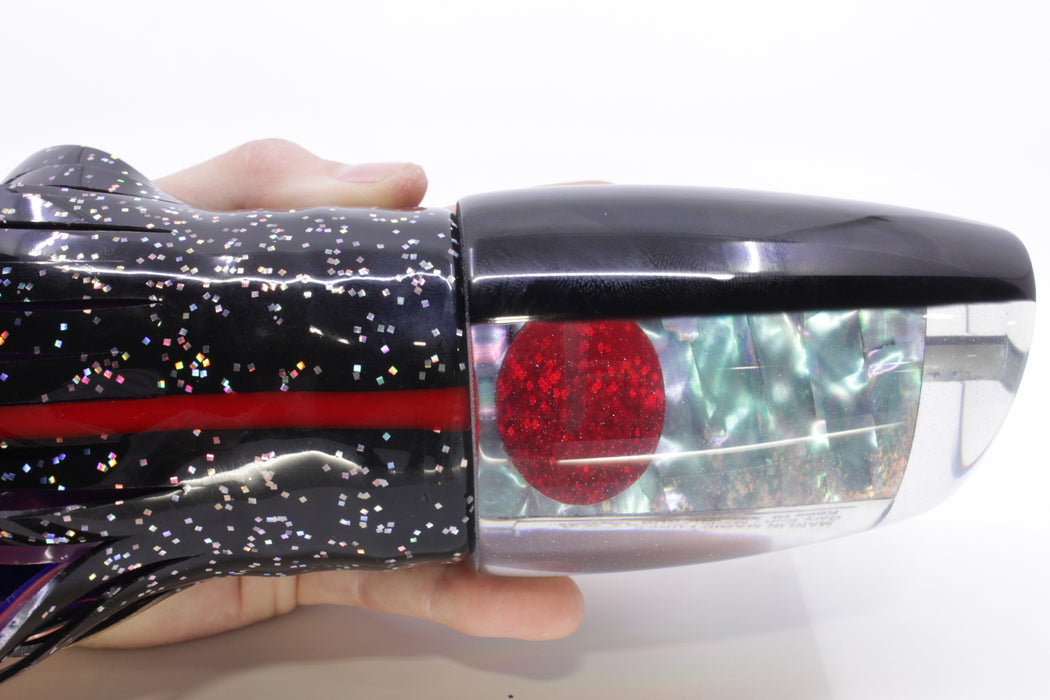 Marlin Magic Blue-Purple Abalone Black Back XXL Ruckus Teaser 18" 20oz Skirted Black