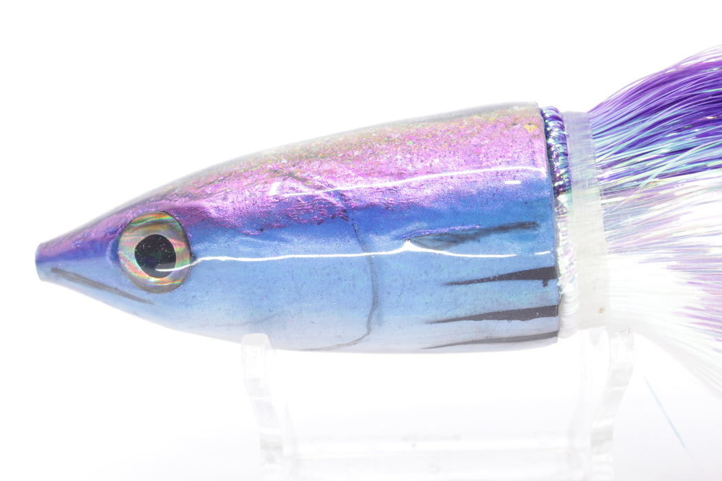 Ali'i Kai Lures Purple-Blue-White Small Aku 9" 5.9oz Flashabou Purple-White