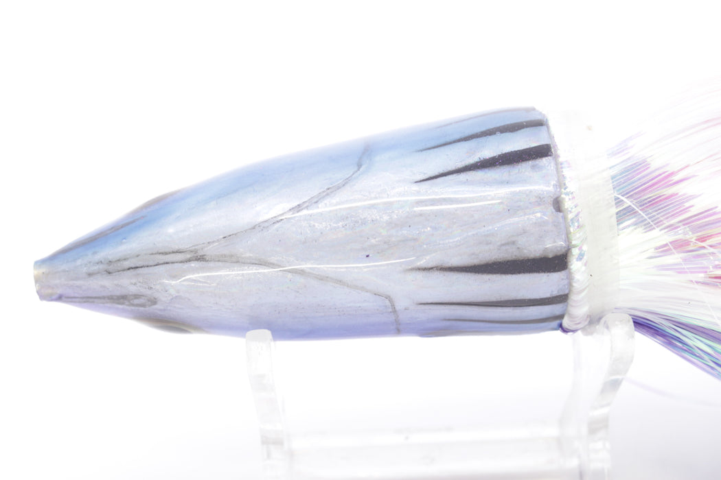 Ali'i Kai Lures Purple-Blue-White Small Aku 9" 5.9oz Flashabou Purple-White