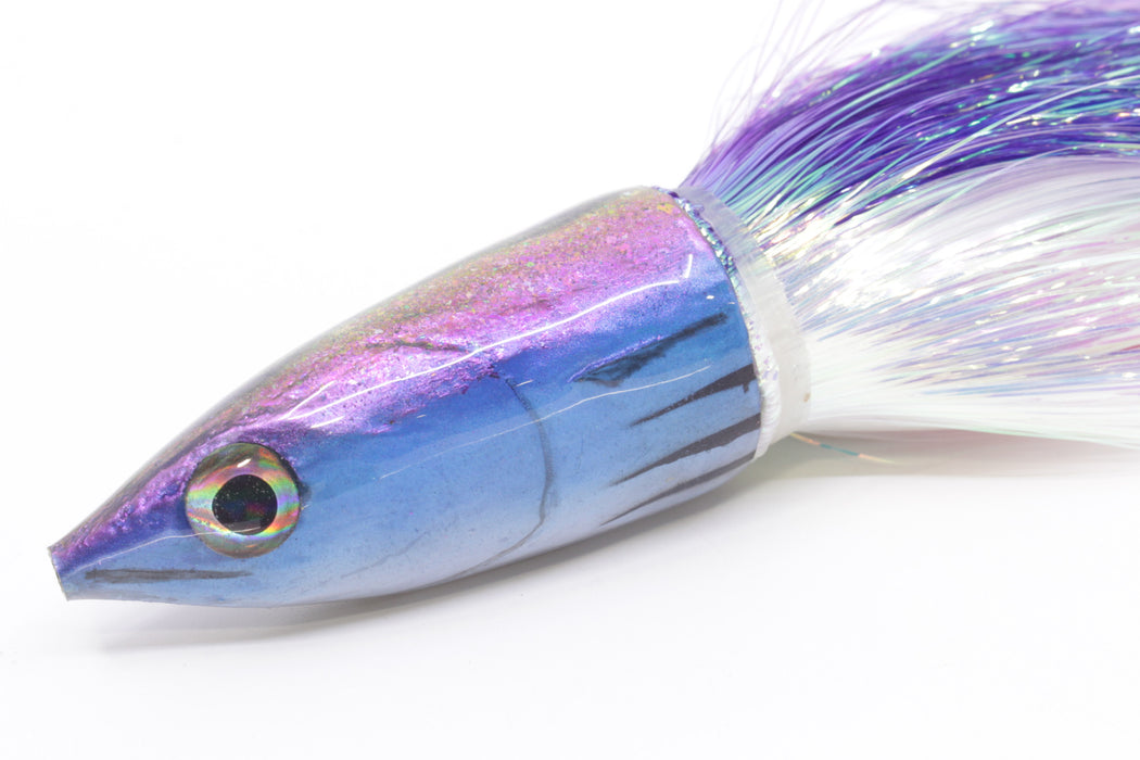 Ali'i Kai Lures Purple-Blue-White Small Aku 9" 5.9oz Flashabou Purple-White