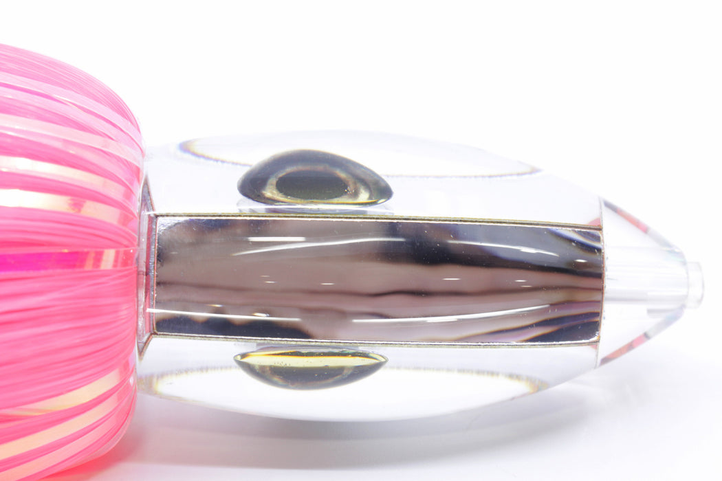 Moyes Lures Clear Mirrored Small Ono Bullet 7" 3.8oz Skirted Pink-White Hair