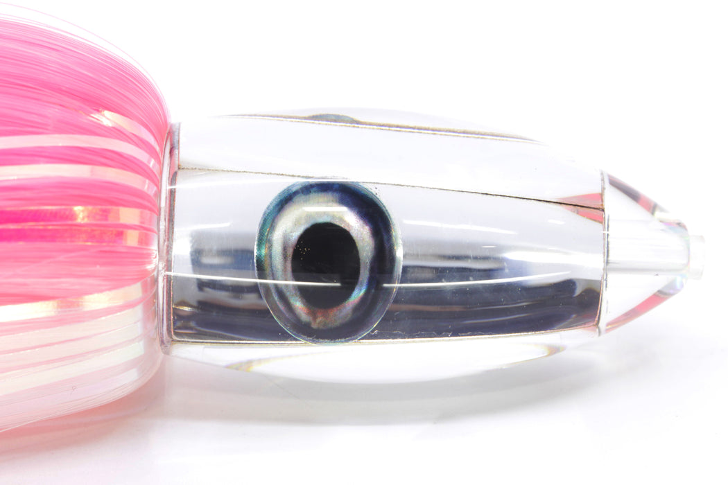 Moyes Lures Clear Mirrored Small Ono Bullet 7" 3.8oz Skirted Pink-White Hair
