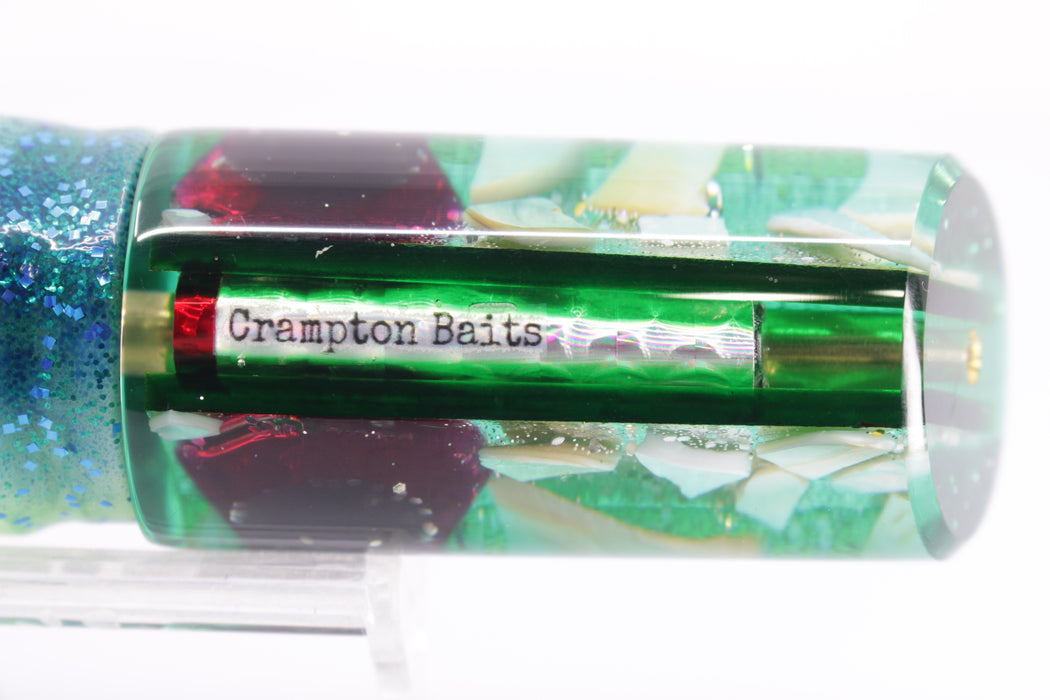 Crampton Baits Green Cracked Shell Green Back Tube 12" 8oz Skirted Blue-Green-White