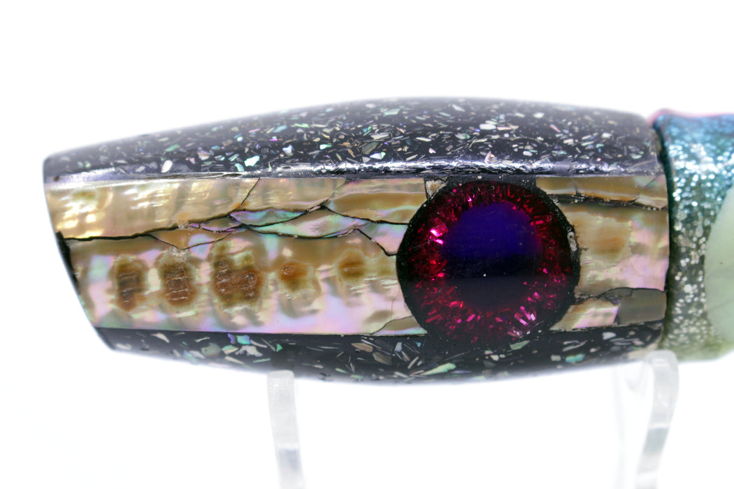 Raden Lures Abalone Black S&P 2-Hole Raden 10" 7.3oz Skirted Blue-Black Splatters-Pink