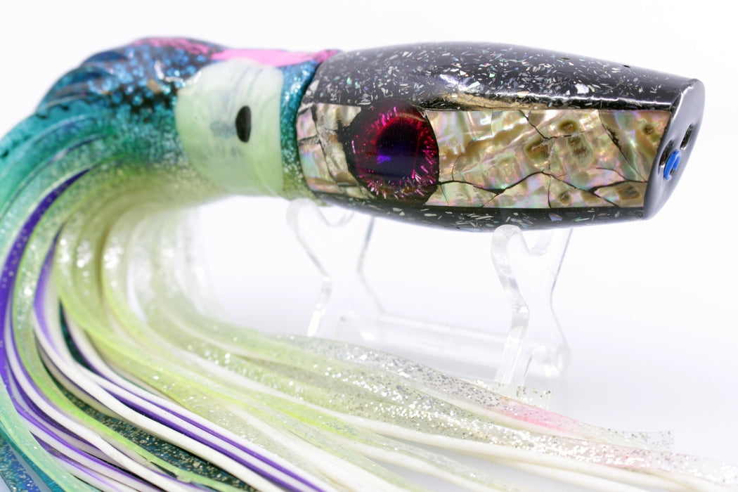 Raden Lures Abalone Black S&P 2-Hole Raden 10" 7.3oz Skirted Blue-Black Splatters-Pink