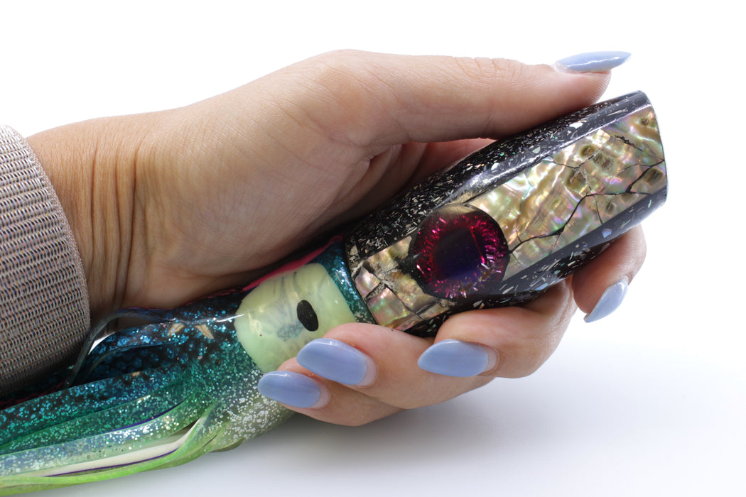 Raden Lures Abalone Black S&P 2-Hole Raden 10" 7.3oz Skirted Blue-Black Splatters-Pink