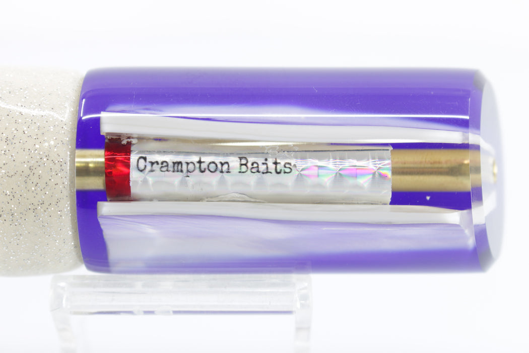 Crampton Baits Real White MOP Purple Back Tube 12" 6.5oz Vinyl White