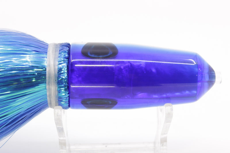 Moyes Lures White MOP Blue Back Small Sicario Bullet 8" 5.5oz Strobez Blue/White