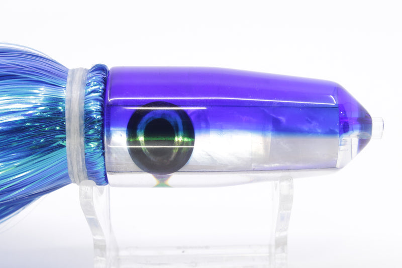 Moyes Lures White MOP Blue Back Small Sicario Bullet 8" 5.5oz Strobez Blue/White