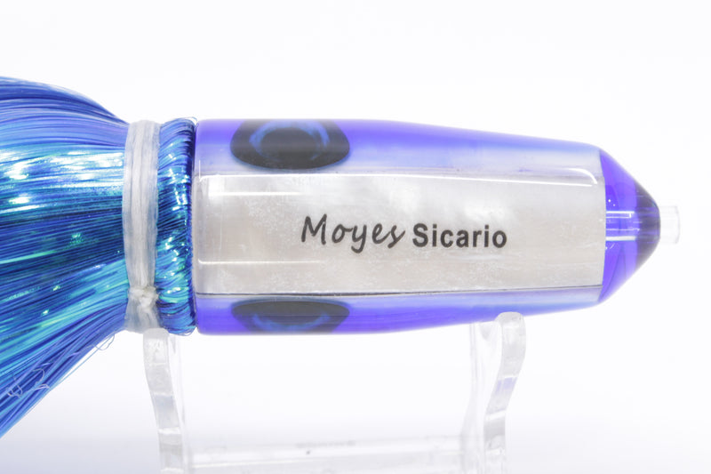 Moyes Lures White MOP Blue Back Small Sicario Bullet 8" 5.5oz Strobez Blue/White