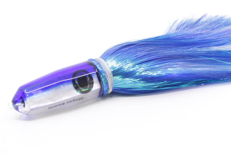 Moyes Lures White MOP Blue Back Small Sicario Bullet 8" 5.5oz Strobez Blue/White