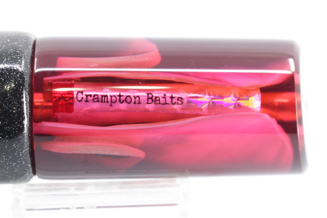 Crampton Baits Red Resin Real White MOP Black Back Tube 12" 6.5oz Vinyl Black