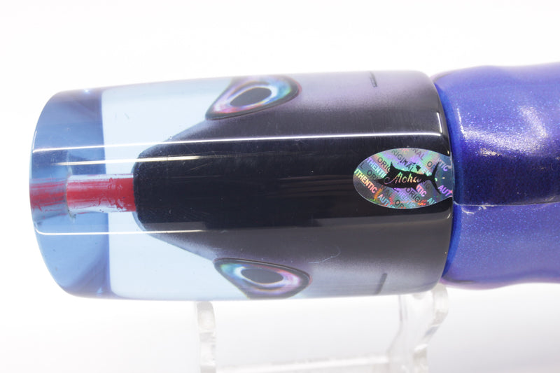 Aloha Lures Ice Blue Black Back "Scared $#!Tless" Baby Smash Bait 12" 9.5oz Fire Tailz Vinyl
