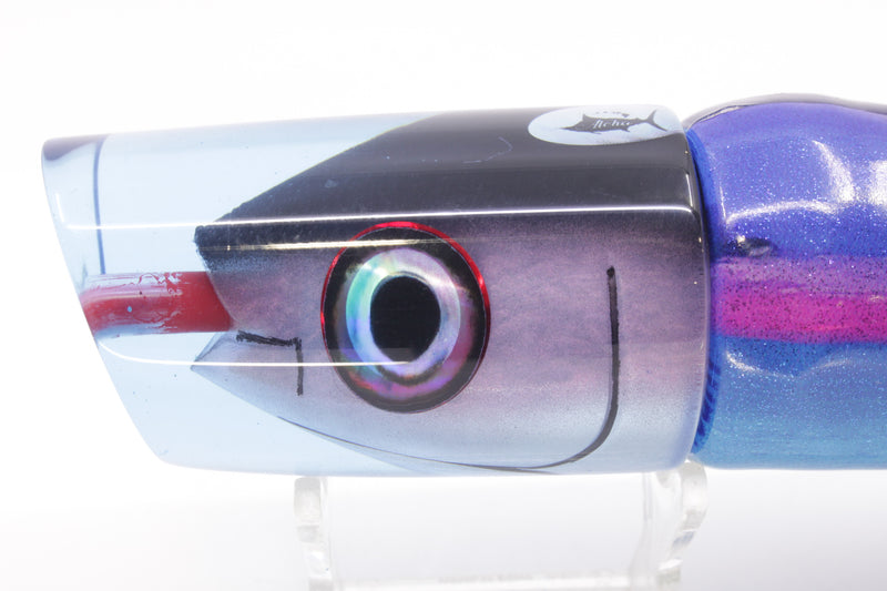 Aloha Lures Ice Blue Black Back "Scared $#!Tless" Baby Smash Bait 12" 9.5oz Fire Tailz Vinyl