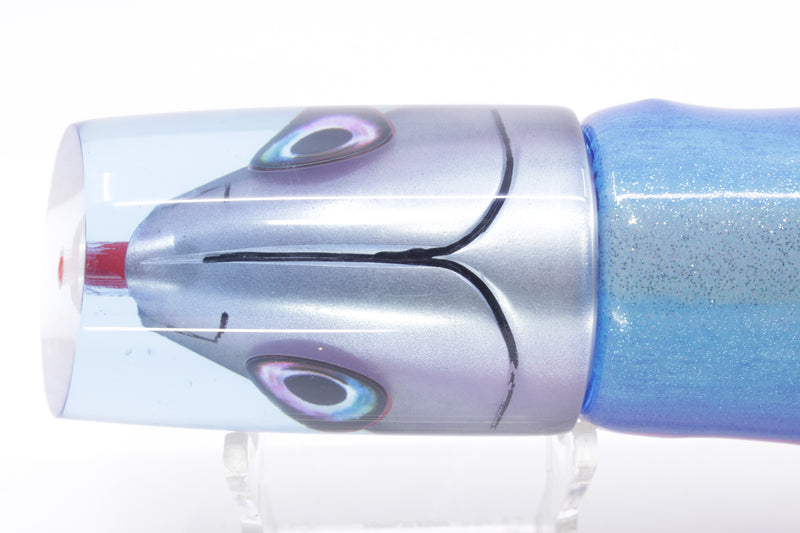 Aloha Lures Ice Blue Black Back "Scared $#!Tless" Baby Smash Bait 12" 9.5oz Fire Tailz Vinyl