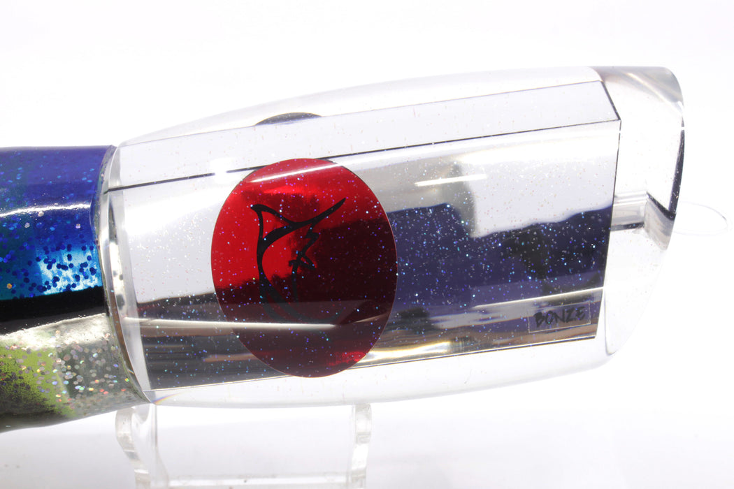 Bonze Lures Clear Mirrored Red Eyes Anaconda 16" 22oz Skirted Blue-Holo & Black Bars