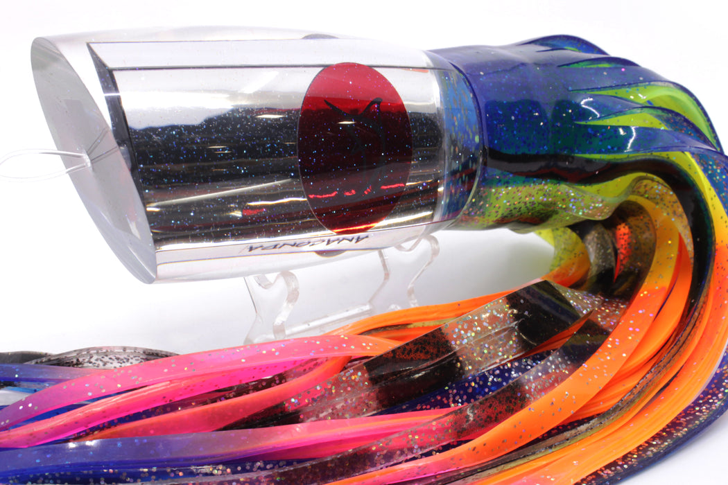Bonze Lures Clear Mirrored Red Eyes Anaconda 16" 22oz Skirted Blue-Holo & Black Bars