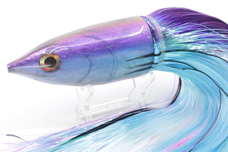 Ali'i Kai Lures Purple-Blue-White Aku STRIPES 12" 10.7oz Strobez Purple-Ice Blue