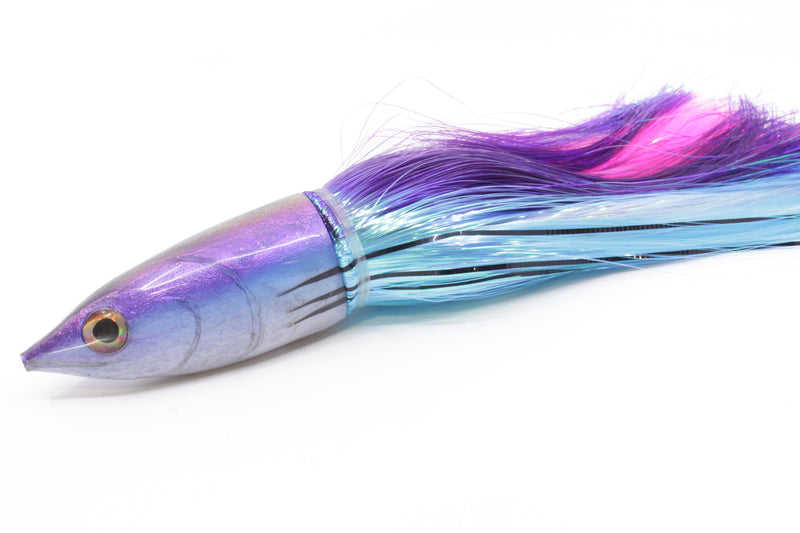 Ali'i Kai Lures Purple-Blue-White Aku STRIPES 12" 10.7oz Strobez Purple-Ice Blue