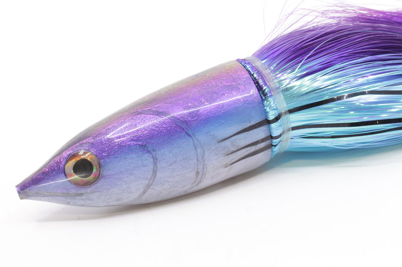 Ali'i Kai Lures Purple-Blue-White Aku STRIPES 12" 10.7oz Strobez Purple-Ice Blue