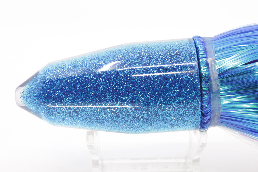 TANTRUM Lures Silver Rainbow Blue Glitter Back Large Bullet 12" 9oz Strobez Blue-White
