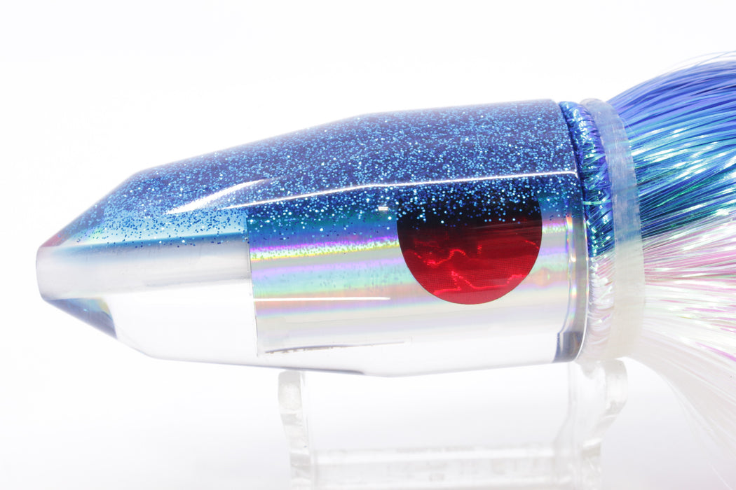 TANTRUM Lures Silver Rainbow Blue Glitter Back Large Bullet 12" 9oz Strobez Blue-White