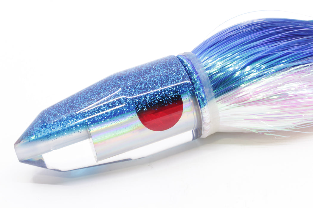TANTRUM Lures Silver Rainbow Blue Glitter Back Large Bullet 12" 9oz Strobez Blue-White