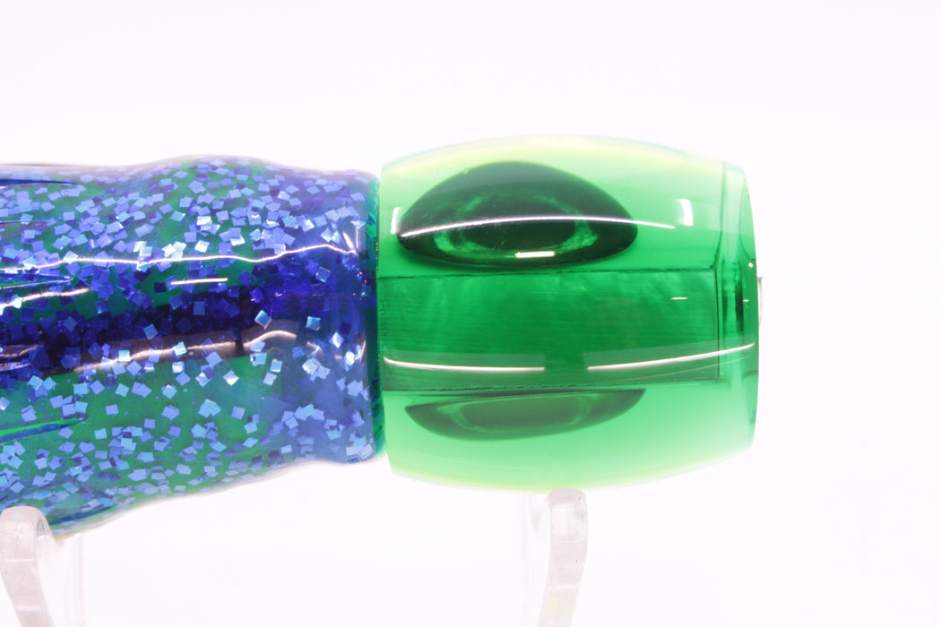 Moyes Lures Chartreuse MOP Green Back Small Secret 9" 3oz Skirted Blue-Silver