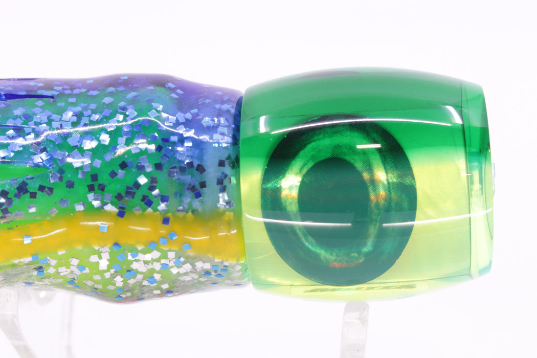 Moyes Lures Chartreuse MOP Green Back Small Secret 9" 3oz Skirted Blue-Silver