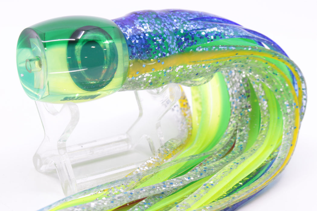 Moyes Lures Chartreuse MOP Green Back Small Secret 9" 3oz Skirted Blue-Silver