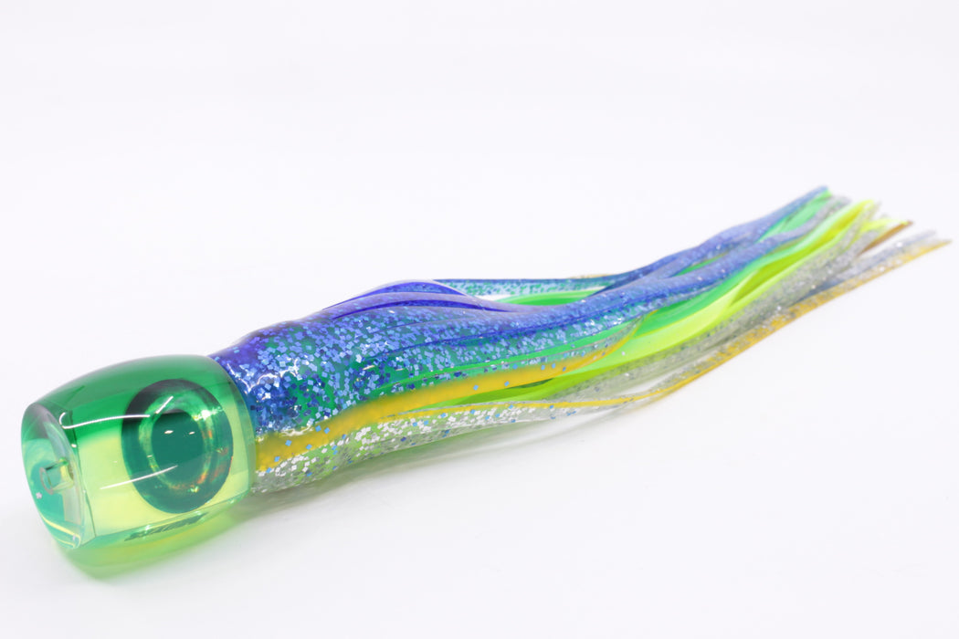 Moyes Lures Chartreuse MOP Green Back Small Secret 9" 3oz Skirted Blue-Silver