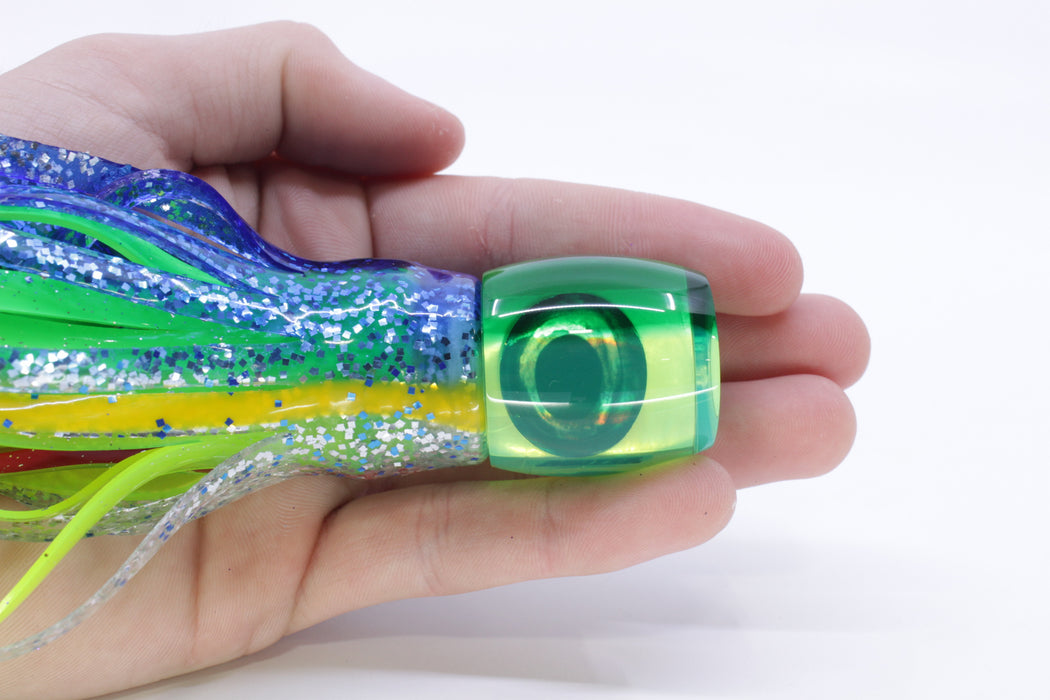 Moyes Lures Chartreuse MOP Green Back Small Secret 9" 3oz Skirted Blue-Silver