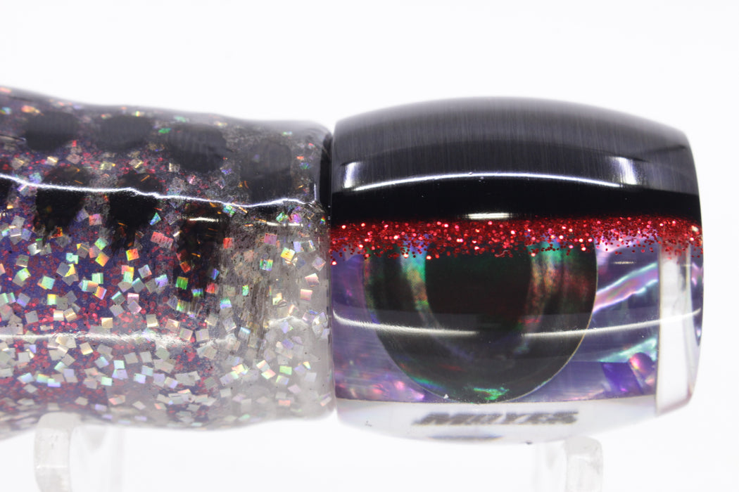 Moyes Lures Rainbow MOP Black-Red Back Small Secret 9" 3oz Skirted Milky White