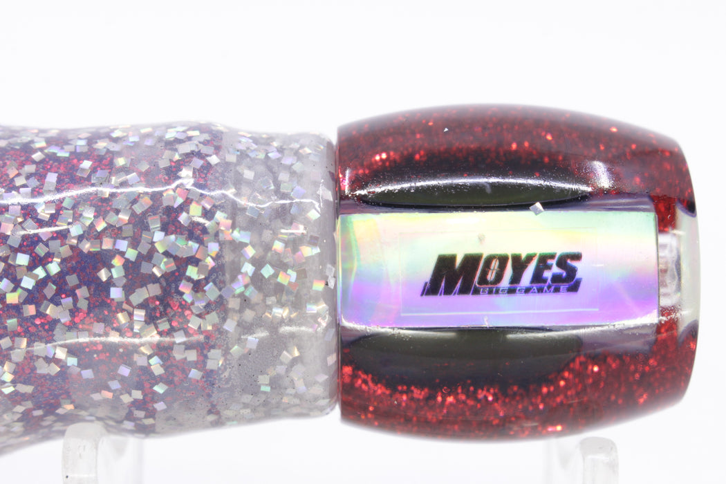 Moyes Lures Rainbow MOP Black-Red Back Small Secret 9" 3oz Skirted Milky White