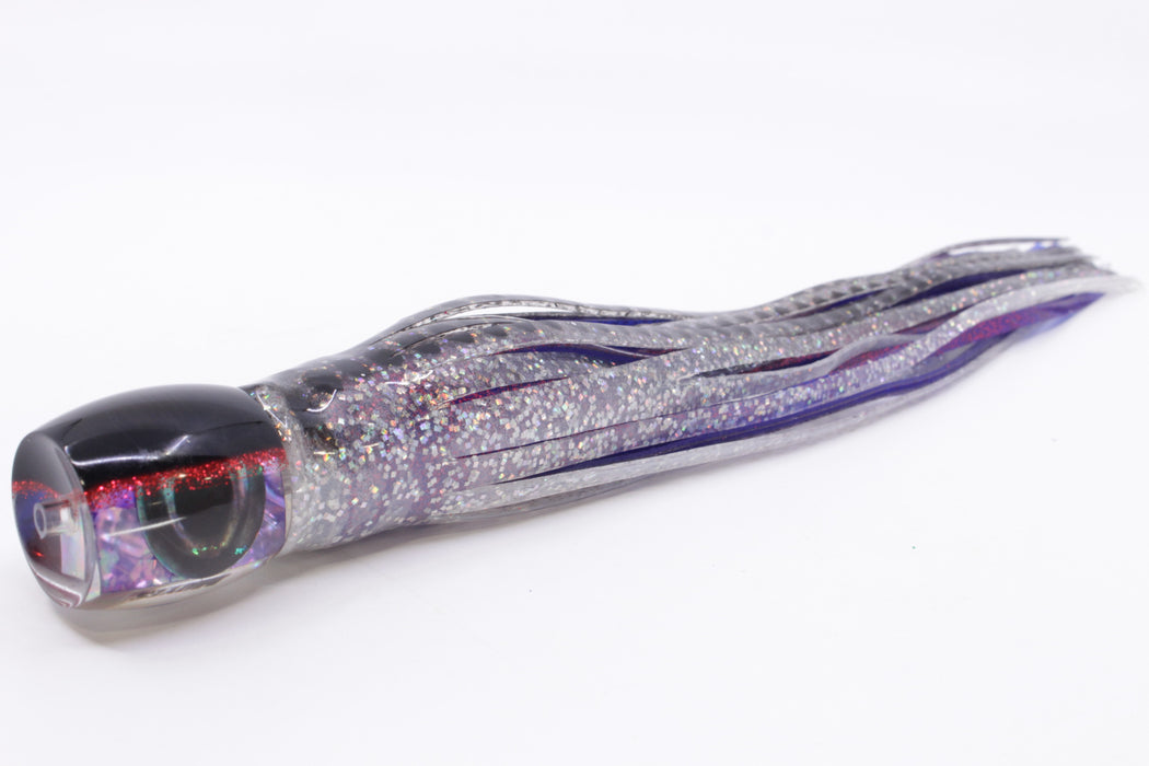 Moyes Lures Rainbow MOP Black-Red Back Small Secret 9" 3oz Skirted Milky White