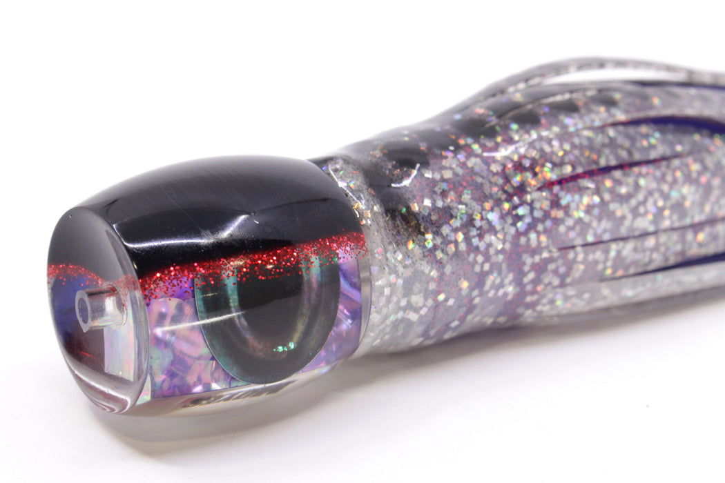 Moyes Lures Rainbow MOP Black-Red Back Small Secret 9" 3oz Skirted Milky White