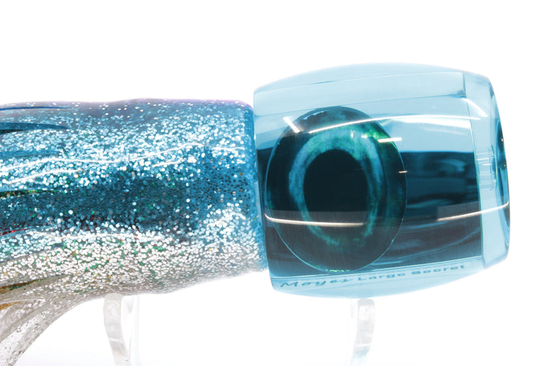 Moyes Lures Ice Blue Mirrored Large Secret 12" 6.5oz Skirted Blue-Silver/Green-Gold
