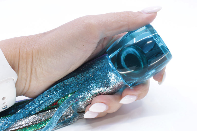 Moyes Lures Ice Blue Mirrored Large Secret 12" 6.5oz Skirted Blue-Silver/Green-Gold