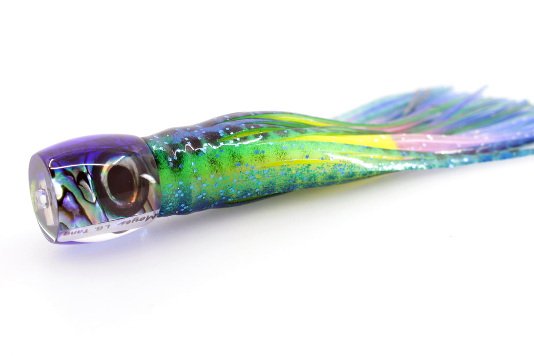 Moyes Lures Paua Shell Blue Back Large Tang 9" 3oz Skirted Black Dot-Blue Dot