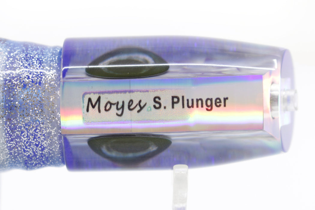 Moyes Lures Rainbow MOP Blue Glitter Back Small Plunger 9" 5oz Skirted Blue-White