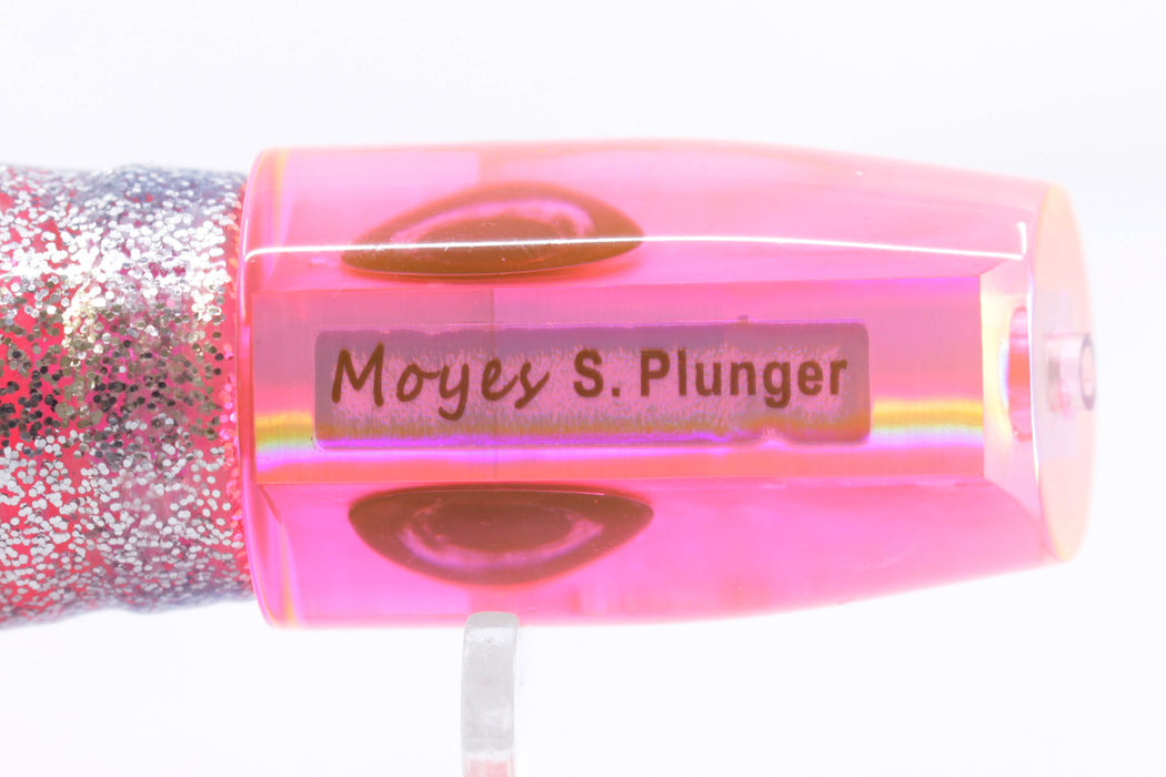 Moyes Lures Fluorescent Pink MOP Small Plunger 9" 5oz Blue Splatter-Silver