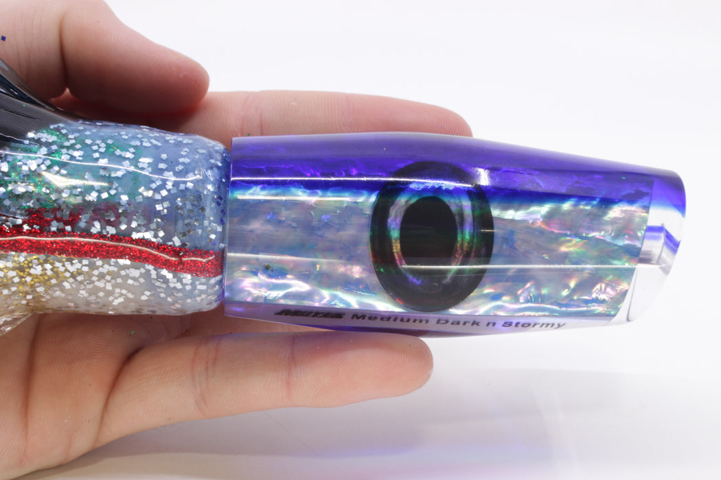 Moyes Lures Rainbow MOP Blue Back Medium Dark-N-Stormy 12" 8.5oz Skirted Evil