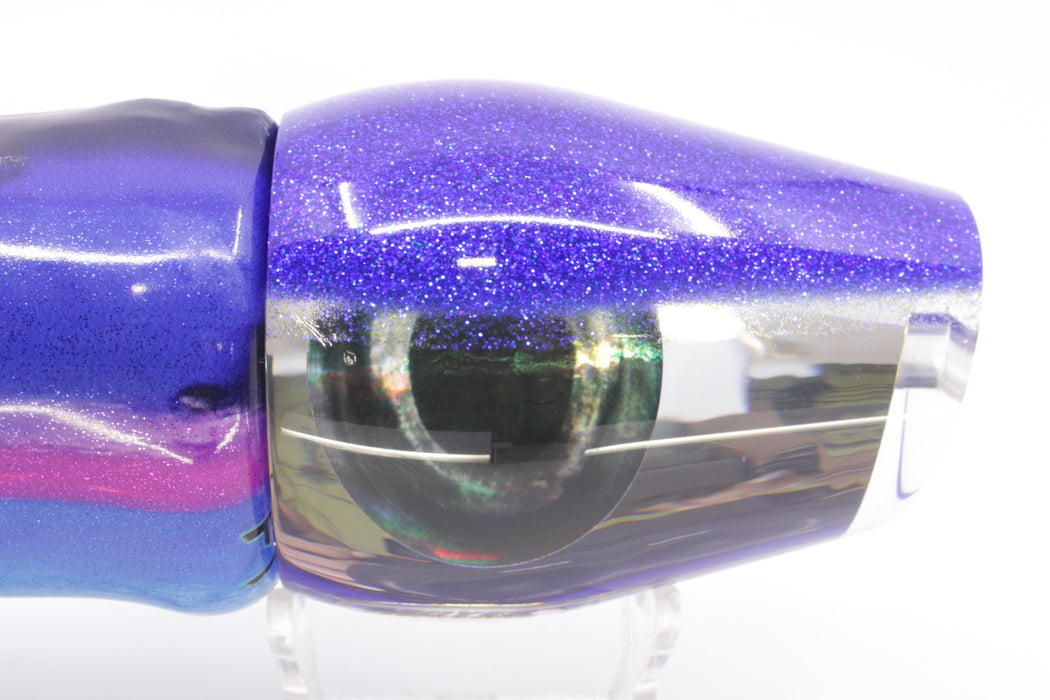 Moyes Lures Clear Mirrored Blue Back XL Sumo 16" 16.4oz Fire Tailz Vinyl Blue Dream