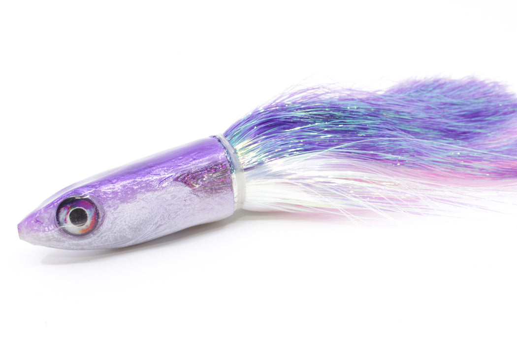 Ali'i Kai Lures Purple-Silver Malolo 12" 8.5oz Flashabou Purple-White