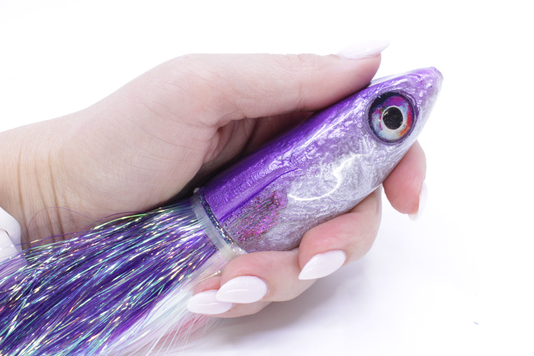 Ali'i Kai Lures Purple-Silver Malolo 12" 8.5oz Flashabou Purple-White