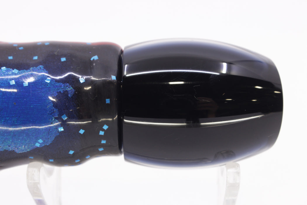 Moyes Lures Black Pearl Black Back NEW Small Blaster 9" 4.5oz Skirted Blue & Black Bars-Purple