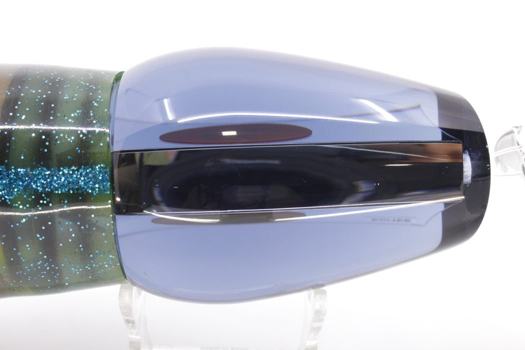 Bonze Lures Smoke Mirrored Sugar Daddy 14" 16.5oz Skirted Green with Black Stripes